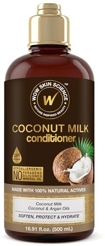 WOW Skin Science Kokosmilch-Haarspülung für trockenes Haar –Tiefenspülung für trockenes, geschädigtes Haar Sulfatfreie Spülung -lockiges Haar – für Herren und Damen (Weiß, 16,91 fl oz (Packung mit 1))