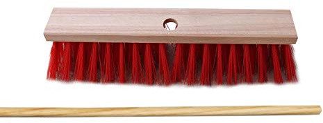 Straßenbesen Hofbesen ELASTON ROT mit Stielloch INKLUSIVE Stiel (10 Stück, 30 cm)