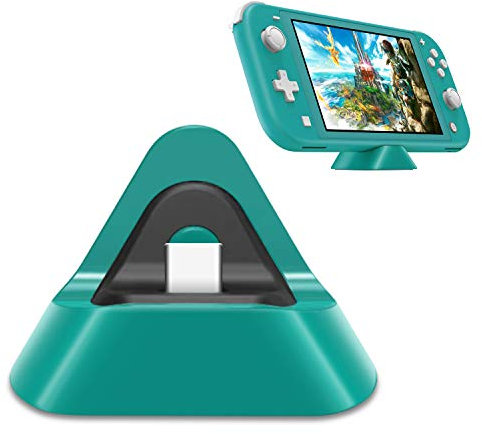 FYOUNG Stazione di ricarica portatile per Nintendo Switch Lite e Nintendo Switch, Caricabatterie per Switch Lite con porta di ingresso di tipo C - Turchese