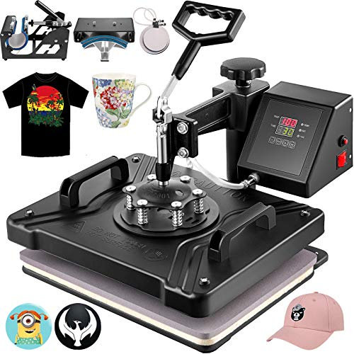VEVOR Presse à Chaud 5 en 1 Presse de la Chaleur 38x 30cm Machine de Sublimation Textile Heat Press Pivotant à 360 Degrés pour t-Shirts/Tasse/Chapeau/Assiette/Casquette