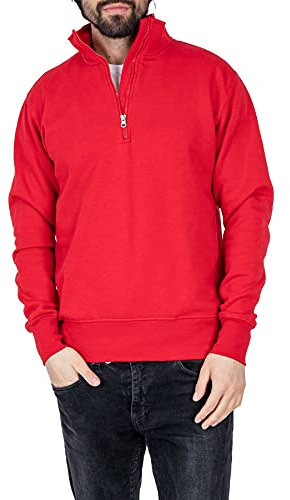 Mivaro Herren Troyer Pullover in Rot - Sweatshirt Stehkragen & Reißverschluss - Baumwolle/Polyester Regular Fit pflegeleicht modern sportlich Freizeit Alltag warm Winter Übergrößen S-5XL Größe XL