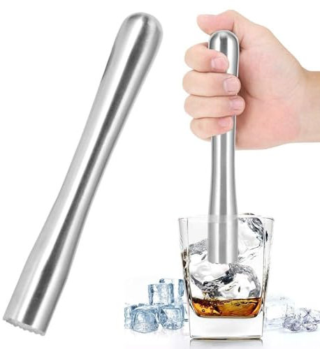 pilon,Pilon Cocktail,pilon cuisine,Pilon à Cocktail en Acier Inoxydable,pilon cocktail inox,Muddler Denté En Inox,glace carbonique pour cocktail,Pilon Mojito,Mélangeur à Cocktail Outil de Barre,22,5cm