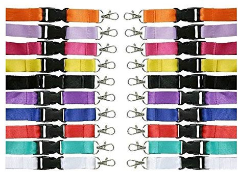 Waizmann.IDeaS® 10x Schlüsselband Umhängeband Lanyard 20mm mit Karabinerhaken unbedruckt für Ausweise Autoschlüssel Zugangskarten