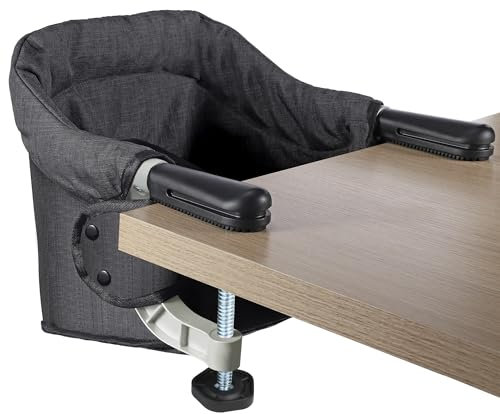 Toogel Klappbarer Tischsitz, Tragbarer Baby Hochstuhl mit Sicherheitsgurt, Kinderstuhl zum Anklippen, Sitzerhöhung Stuhlsitz Babysitz mit Transporttasche für Zuhause und Unterwegs (Schwarz)
