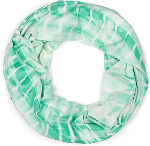 styleBREAKER Unisex Loop Schal mit Batik Streifen Muster Print, Leichter Schlauchschal Farbverlauf, Tuch 01016213, Farbe:Mint-Weiß