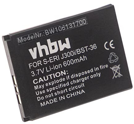 vhbw 1x Akku Ersatz für Sony-Ericsson BST-36 für Handy Smartphone Telefon (600 mAh, 3,7 V, Li-Ion)
