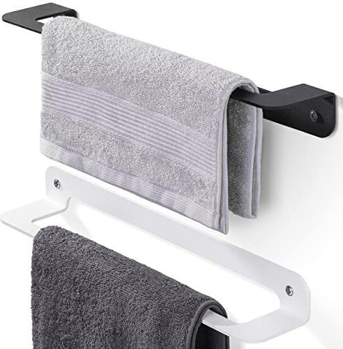 HOLZBRINK Porte-Serviettes Mural à Fixer, Support à Serviettes en métal Porte Serviette de Salle de Bain, Noir, Single 45x8x5 cm, 1 pièce, HLW-450-9005