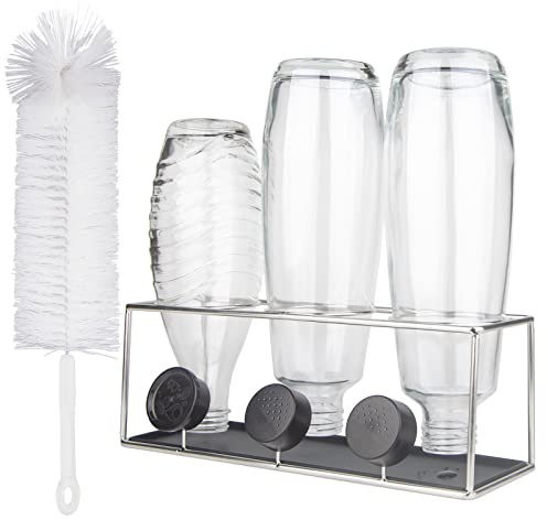 HunDun Stainless Steel Soda Bottle Drying Rack for SodaStream Duo Glass Bottles, Dishwasher Safe