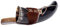 Brillibrum Design Trinkhorn Becher echtes Kuhhorn poliert mit Griff Wikinger Becher Trink-Gefäß aus Horn Bierkrug Mittelalter Unikat Horntasse Met (600 ml, Kuhhorn mit Halter Kuhfell)
