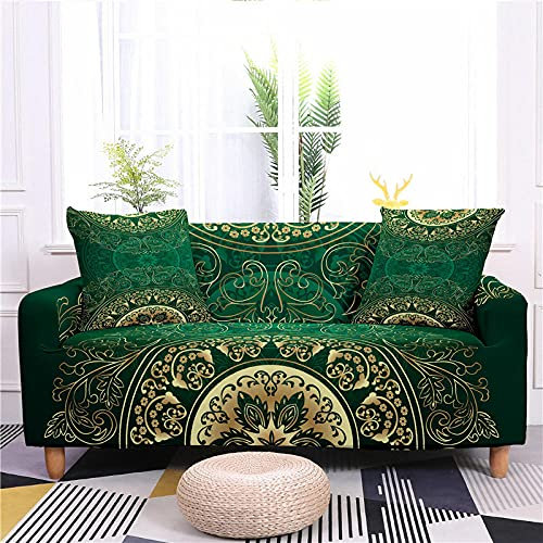 ZAHHYG Sofa Überzug Türkisfarbener Ethno-Stil Sofaüberwurf Sofabezug Stretchy Couchbezug Sofa Bezug Ecksofa Überwurf Sofabezüge Antirutsch Sofahusse Jacquard Sofaüberzug 3 Places (190cm-230cm)