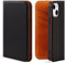 VISOUL iPhone 13 Hülle, Handyhülle [100% Karbonfaser-Leder] [RFID Schutz] [Schützt vor Stoß] [Standfunktion] [Kartenfach] [Magnet], TPU Handytasche Kompatibel für iPhone 13 Orange
