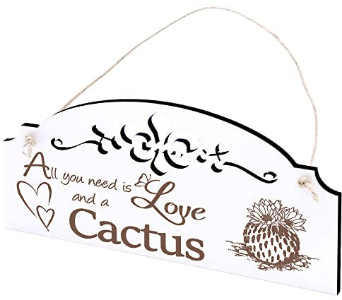 Schild Kaktus Deko 20x10cm - All you need is Love and a Cactus - Holz Wanddeko Dekoration Wand