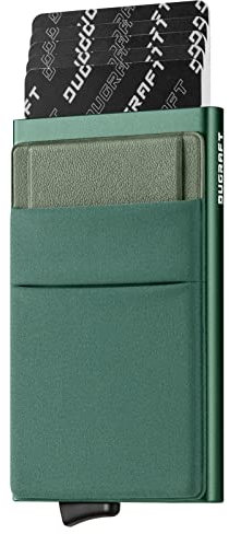 DUGRAFT Porta Carte di Credito Portafoglio Pop-Up Sottile con Tasca per Soldi Porta Carte di Credito in Metallo Minimalista con Blocco RFID per Uomo