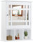 LIFEZEAL Armoire Murale de Salle de Bain avec Miroir, Placard de Rangement Toilettes avec Étagère Réglable, Armoire de Toilette à 3 Niveaux, 50 x 16 x 61 cm (Blanc)