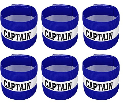 PATIKIL Captain's Armband, 6 Pack Elastic Arm Band for Soccer Team Training, Blue