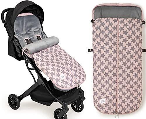 Saco Silla Paseo Universal, Saco Invierno Silla Paseo Universal, Desmontable con Cremallera, Cabezal Ajustable,Impermeable y Transpirable, fácil de Limpiar, Unisex (Estrellas Rosa)