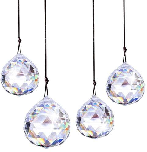 Booaee 4 bolas de cristal para decoración de ventana, para casa, oficina, jardín