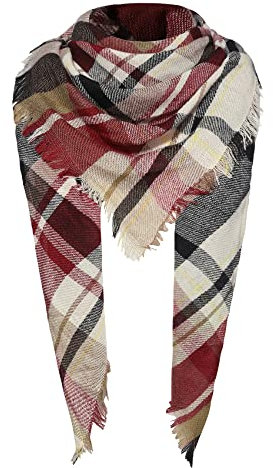 Durio Foulard triangulaire pour femme - Écharpe fine et douce - Avec franges, A04 rose, taille unique