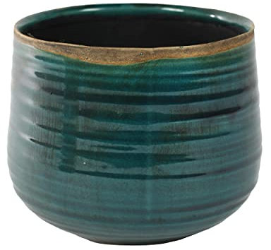 Indoor-Helden Blumentopf Keramik Türkis Übertopf für Zimmerpflanzen Sukkulente Kakteen Pflanztopf lasiert Topf-Ø 15 cm modern