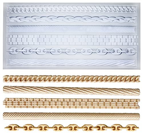 Barock Silikonform für Lehm Ton Gips Fondant Form Kette Muster Rand Strick