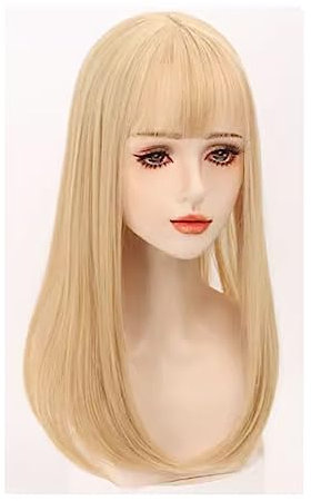 Unsichtbare Echthaar-Topper for Frauen, Clip-in-Topper mit Pony, Fransen, glattes Haar for Haarvolumen, täglicher Gebrauch (Color : Gold A)