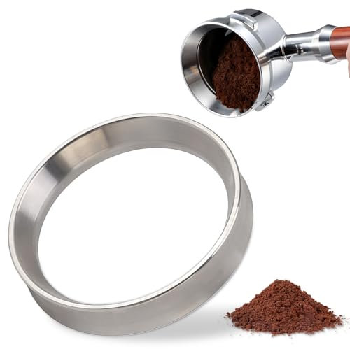 Tissting Anillo Dosificador Cafe, 57.5mm Embudo Dosificador Magnético Acero Inoxidable Anillo de Embudo Dosificador para Taza de Extracción Exacta de Polvo de Café