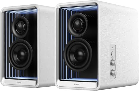 Edifier QR65 - Altavoces de Monitor Activo con función de Carga rápida GAN de 65 W, Altavoces Bluetooth de 70 W RMS con Audio inalámbrico de Alta resolución de 24 bits, Salida de subwoofer y Efectos