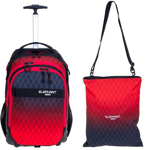 Elephant 2 Teile Set Trolley Hero Signature Trolleyrucksack + Turnbeutel Attach Bag (Red Cube 12869)