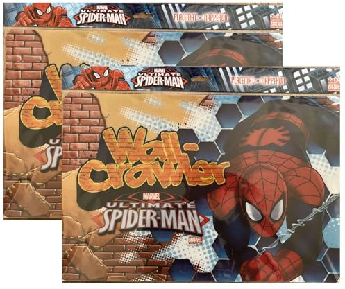 Spiderman Lot de 2 sets de table en plastique pour fête d'anniversaire