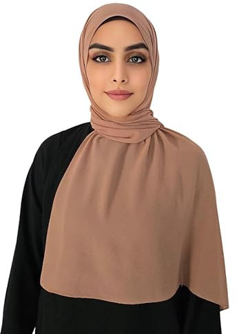 Medinah Premium Chiffon Hijab Kopftuch für Frauen - Modernes Kopftuch aus Leichtem Stoff, 180x70cm Groß, Hochwertiger Stoff (Schiefer Braun #23)