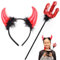 ROSAUI Halloween Teufelshörner und Dreizack, Karneval Teufel Kostüm Damen, Hörner Haarreif Rot, 36cm Zepter, Hörner Kopfschmuck Teufel Accessoire Fasching Party