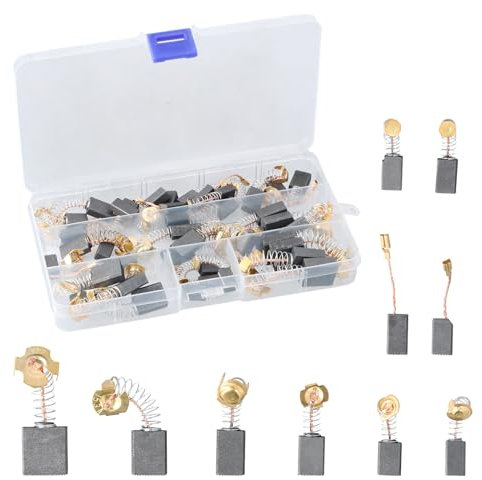 Fangehong Reemplazo Cepillo Carbono para Motor, 40PCS 10 Tamaños Repuesto de Escobillas Carbón para Herramientas Eléctricas, Taladros Percutores Eléctricos, Sierras Circulares, Amoladoras Angulares