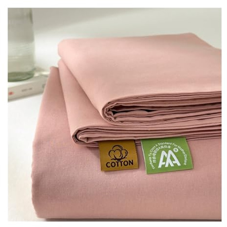 Bettlaken ohne Gummizug Betttuch Haustuch Flaches Laken Weich 100% Gewaschener Baumwolle ohne Gummizug Bequem und Atmungsaktiv(Pink,120x230cm)