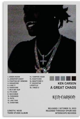 CDAXHOZ Ken Carson Poster A Great Chaos, Wand-, Hotel-Kunst-Dekoration, Gemälde, Wohnzimmer, Dekoration, Schlafzimmer, Gemälde, Badezimmer, Bar, Theke, Poster, 30 x 45 cm, ungerahmter Stil