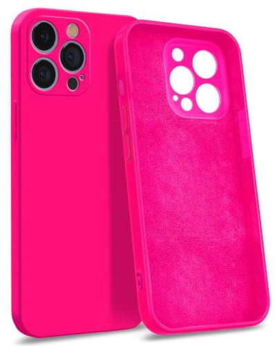 MyGadget Coque Silicone Compatible avec iPhone 13 Pro [ Quadruple Protection ] - Case Rigide avec Doublure Microfibre - Cover Rose Magenta