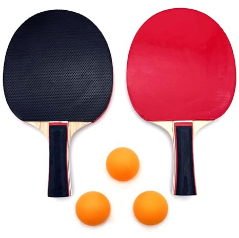 JZK Tischtennisschläger und Ballset für 2 Spieler für Anfänger, mit 2 Schlägern und 3 Bällen, inklusive Tragetasche – ideal für Familienspaß