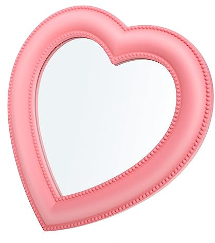 Baluue Miroir Cosmétique De Maquillage Forme Cœur sur Pied Et Mural Réglable Bureau Chambre Décoratif