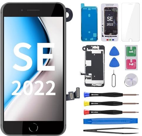 CYKJGS for iPhone SE 3rd / 2nd Generation and for iPhone 8 Screen Replacement with Home Button SE3 LCD Display 4.7 Inch SE 2022 3D Touch Digitizer with Front Camera Earpiece Full Repair Tools Kit