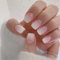 24PCS Salon Acrylic French Nude Collection, Graceful, Medium Length Nude Fake Nails, Includes 24 False Nails, Nail Glue, Nail File, and Manicure Stick