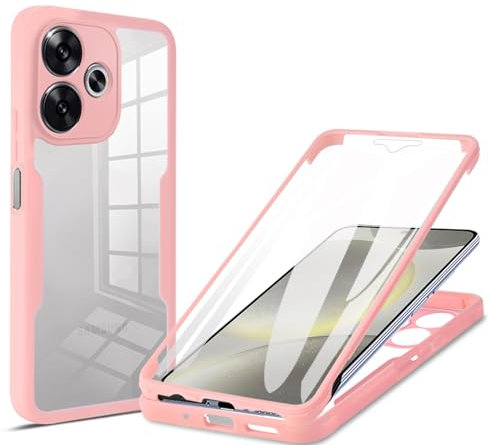 GOGME Cover per Xiaomi Redmi 13 4G - Con Proteggi Schermo, Custodia Antiurto, Anticaduta, Resistente ai Graffi, Bumper Protettivo Elegante, Rosa