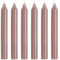 6er Pack Rustikale Stabkerzen H:18 cm Ø:2,2 cm Brenndauer 8 Stunden Tafelkerzen, Farbe:Altrosa