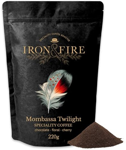 220g Mombasa Twilight Speciality Blend Cafetiere/French Press Grind - Medium Roast, Great Taste Award-Winning Single-Origin Kenyan Coffee with Full-Bodied Chocolate, Floral & Berry Notes - IRON & FIRE