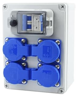 Coffret Électrique de Chantier Boîte de prises multifonctions étanche 220V, 16a, for l'extérieur et la maison, boîte de prises de charge de voiture électrique à montage mural avec disjoncteur(4-outlet