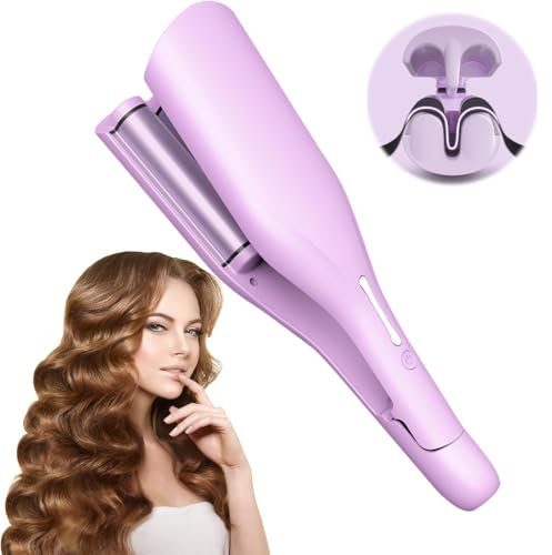 ADDLIVE Ferro ondulato per capelli, ferro arricciacapelli da 36 mm, arricciacapelli a onde francese, 5 temperature regolabili, ferro arricciacapelli a forma di U 140 °C e 220 °C, sirena per capelli