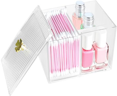 IEMIEBSHA Cotton Wool Balls Holder with 3 Compartments, Clear Cotton Pads Organizer with Lid, Cotton Swab and Pad Holder Storage Dispenser for Vanity Countertop, Bathroom, Bedroom, Kitchen