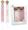 Filo e Poesia Schnullerkette mit Namen, personalisiert mit Namen bestickt, viele Modelle und Farben, Schnullerband zur Auswahl, tolle Geschenkidee für Babyparty, 2 Stück (Rosa-Beige)