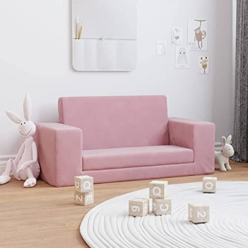 Juroupi Divano Letto per Bam bini a 2 Posti Rosa in Morbido Peluche,Divano,Divano da Soggiorno,Design Moderno,Divano Posti Economico-357033