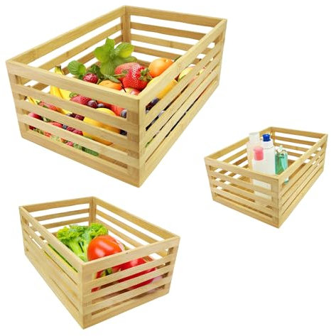 hausleben Bambus Kisten Set 3er | Nachhaltige Holzboxen zur Aufbewahrung | Küche, Bad & Wohnen | Dekorative Ordnungshelfer mit natürlicher Eleganz