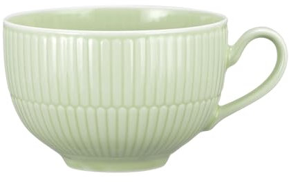 Seltmann Weiden Amina Seladon Milchkaffeetasse, 350 ml, Cappuccinotasse mit dezentem Relief-Muster, Spülmaschinen- und Mikrowellenfest, Porzellan, Grün