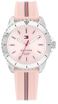 Tommy Hilfiger Uhr mit DREI-Zeiger-Quarzwerk für die Jugend mit Hellrosa Silikonarmband - 1720052
